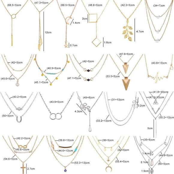20 PCS Pendant Necklace with 14 PCS Gold,6 PCS Sliver,20 styles of necklaces for - Picture 7 of 7